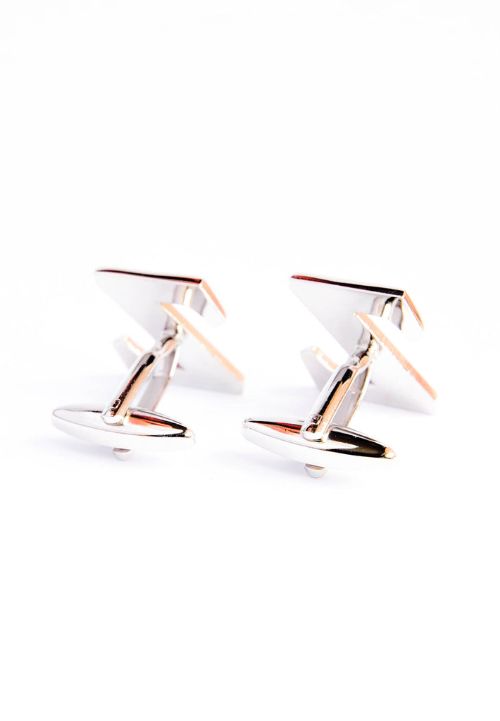 Monogram Alphabet Rhodium Plated Cufflinks - Z