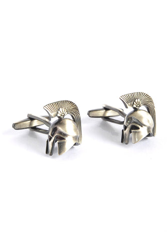 Antique Finish Greek or Roman Battle Helmet Cufflinks