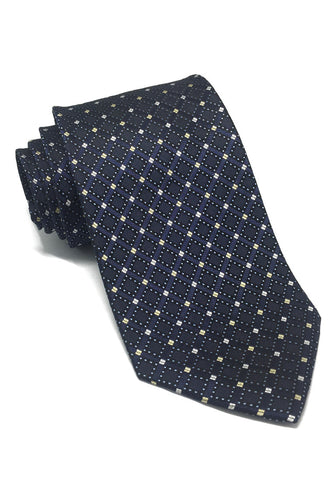 Satiny Series Small Squares Navy Blue Silk Tie