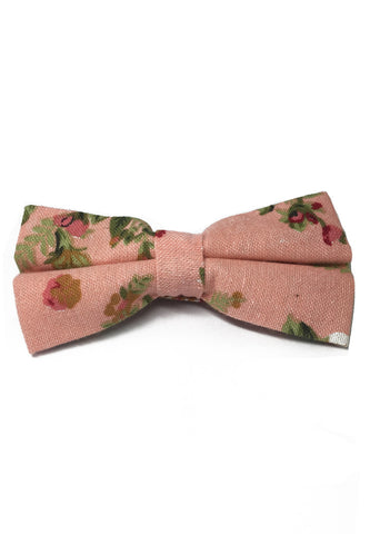 Blossom Series Floral Design Baby Pink Cotton Pre-Ied Bow Tie
