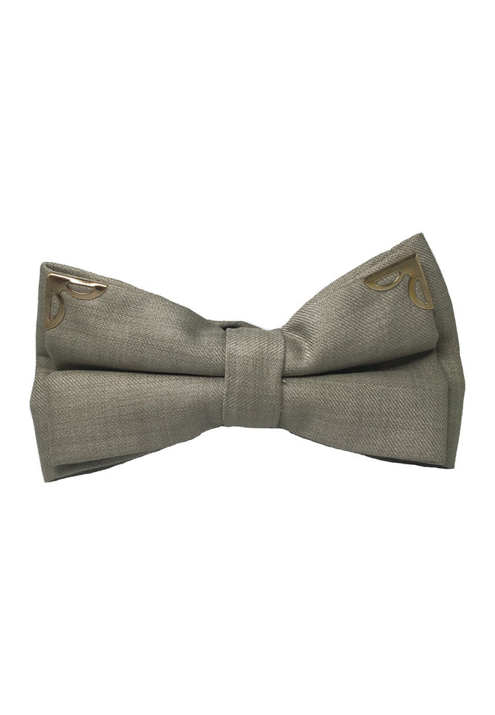Modish Series Brownish Grey Patterned Polyester Pre-Tied Bow Tie