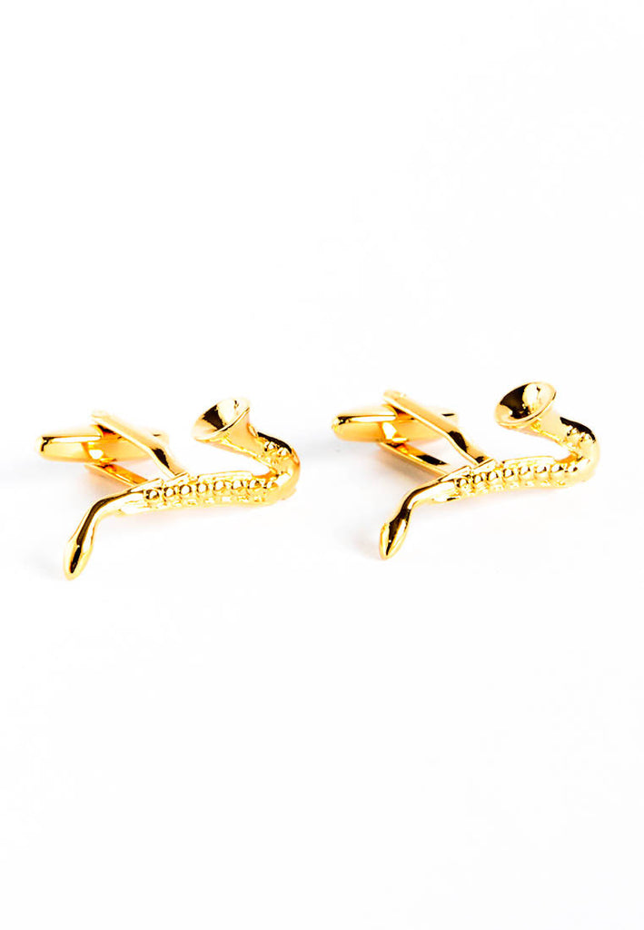 Golden Saxophone Cufflinks