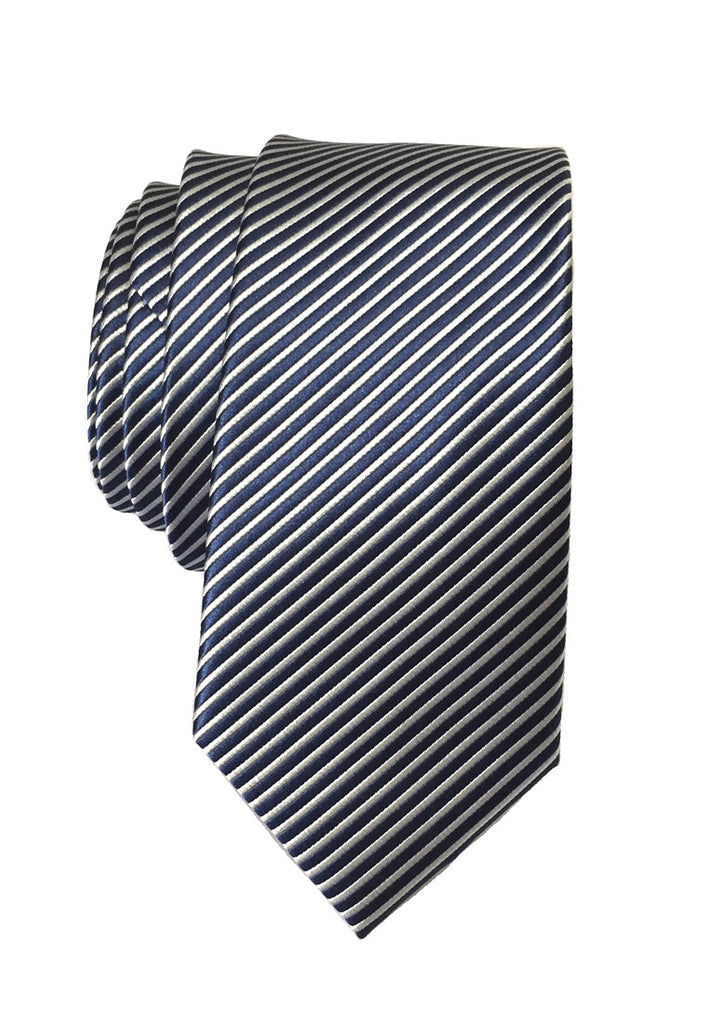 Regalia Series Dark Blue Stripes Polyester Fabric Tie