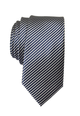 Regalia Series Dark Blue Stripes Polyester Fabric Tie
