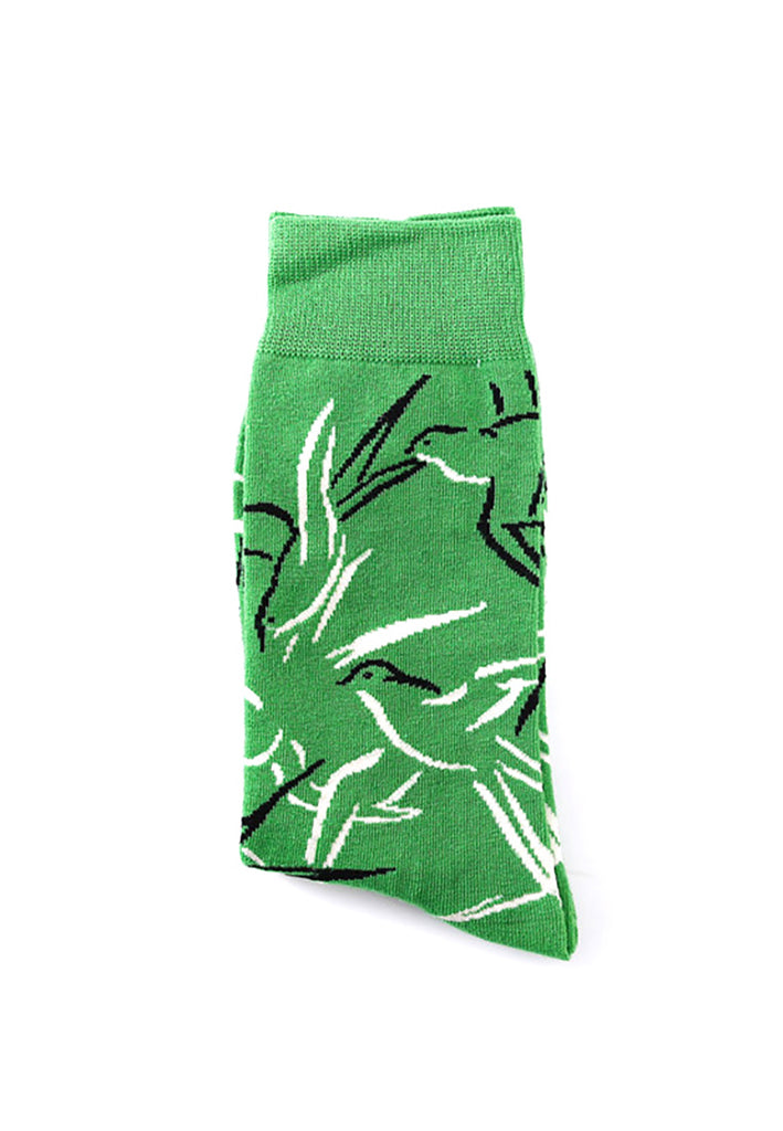 Splashy 系列绿色小鸟设计袜子
