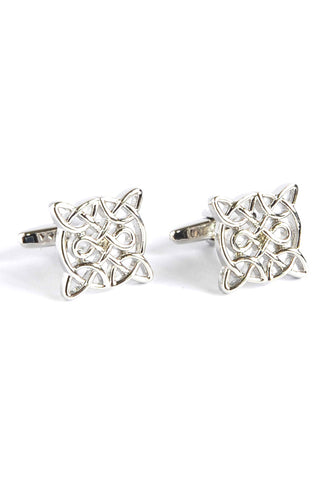 Celtic Design Rhodium Plated Cufflinks