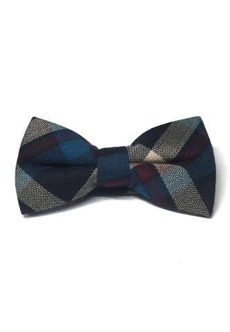 Folks Series Black, Blue and Red Tartan Design Cotton Pre-Tied Bow Tie