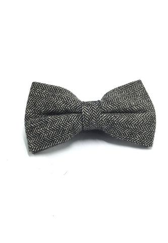 Dolly Series Black Patterned Wool Pre-tied Bow Tie