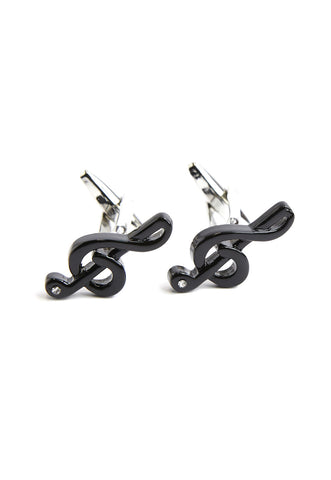 Black Stylish Treble Clef Cufflinks with Crystal