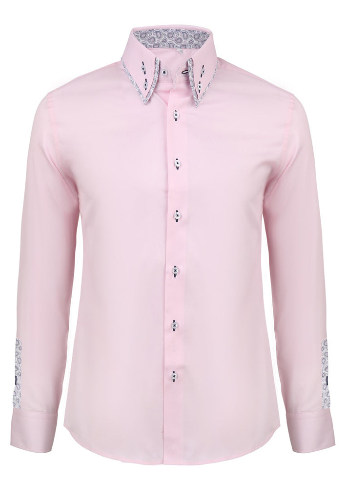 Baju Merah Muda Polos Siri Rococo dengan Dalaman Berbunga