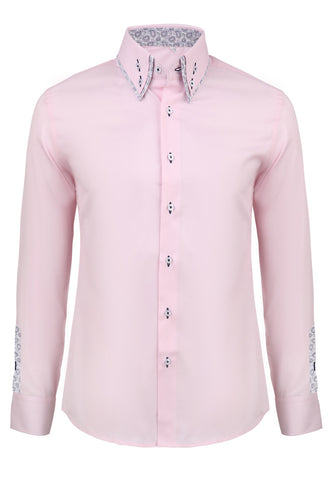 Rococo Series Plain Pink Shirt with Flowery Inners