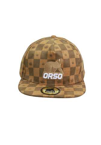 Orso 限量版棕色格纹设计绒面革帽子