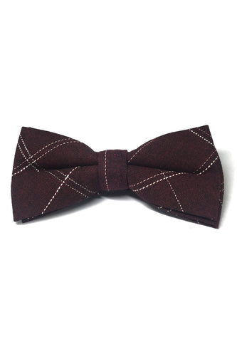 Folks Series Large Squares Maroon Red Cotton Pre-Tied Bow Tie