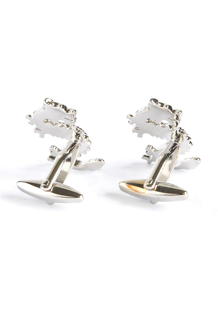 Rhodium Plated Lucky Dragon Cufflinks