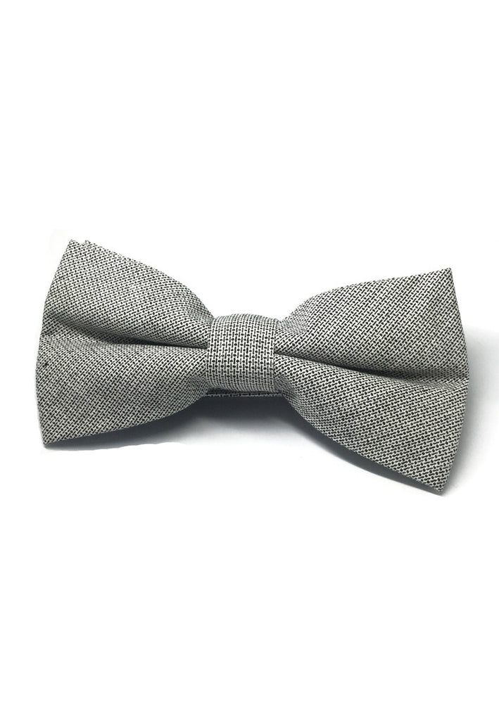 Folks Series Tiny Black Spots Whitish Grey Cotton Pre-Tied Bow Tie