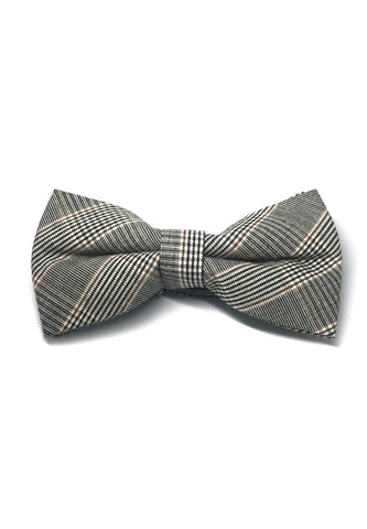 Folks Series Brown Tartan Design Dark Grey Cotton Pre-Tied Bow Tie