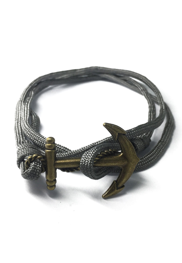 Ballast Series Grey Nylon Matt Gold Anchor Bracelet