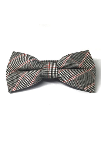Folks Series Red Tartan Design Dark Grey Cotton Pre-Tied Bow Tie