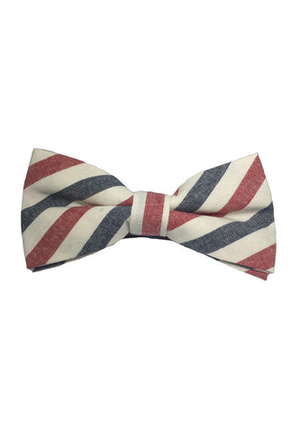 Passe Series Red, Blue and White Stripes Cotton Pre-Tied Bow Tie