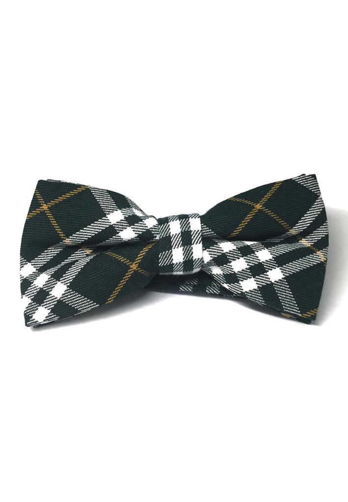 Folks Series Dark Green Tartan Design Cotton Pre-Ied Bow Tie