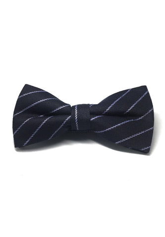 Folks Series Light Purple Stripes Navy Blue Cotton Pre-Tied Bow Tie