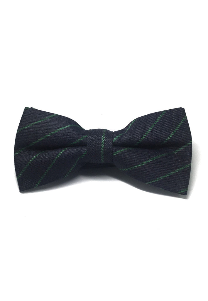 Folks Series Green Stripes Navy Blue Cotton Pre-Ied Bow Tie