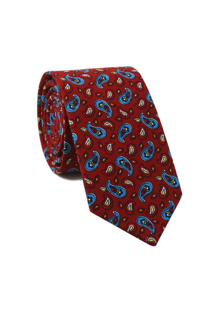 Brew Series Paisley Design Red Cotton Leher Tie