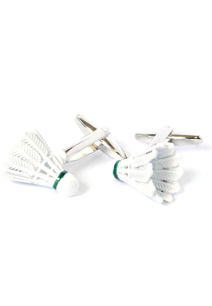 White Badminton Shuttlecock Cufflinks