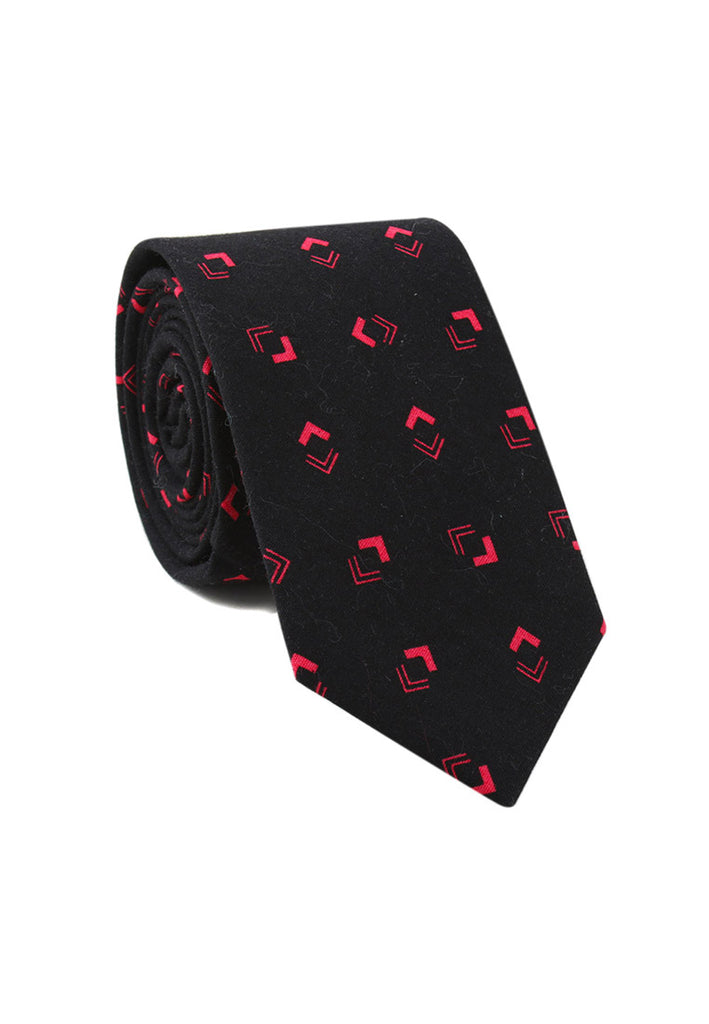 Brew Series Arrowhead Design Black & Red Cotton Neck Tie