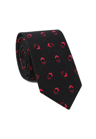 Brew 系列箭头设计黑色和红色棉质领带