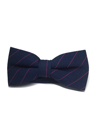 Bars Series Pink Stripes Navy Blue Cotton Pre-Tied Bow Tie