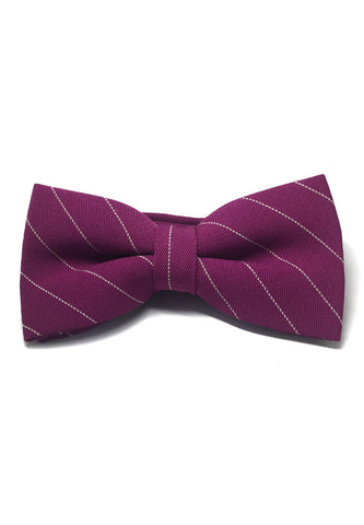 Bars Series White Stripes Magenta Cotton Pre-Tied Bow Tie