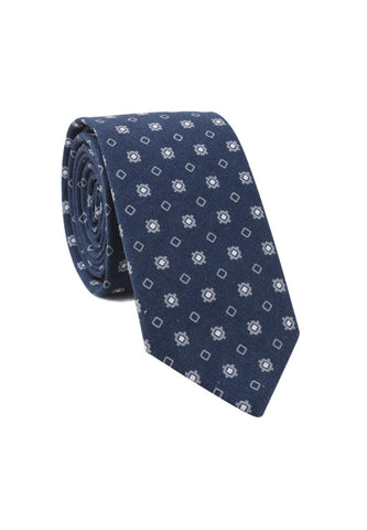 Brew 系列小方块设计蓝色棉质领带