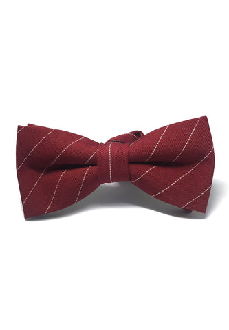 Bars Series White Stripes Red Cotton Pre-Tied Bow Tie