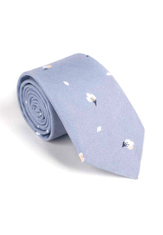 Bud Series Flower Petals Design Grey Neck Tie