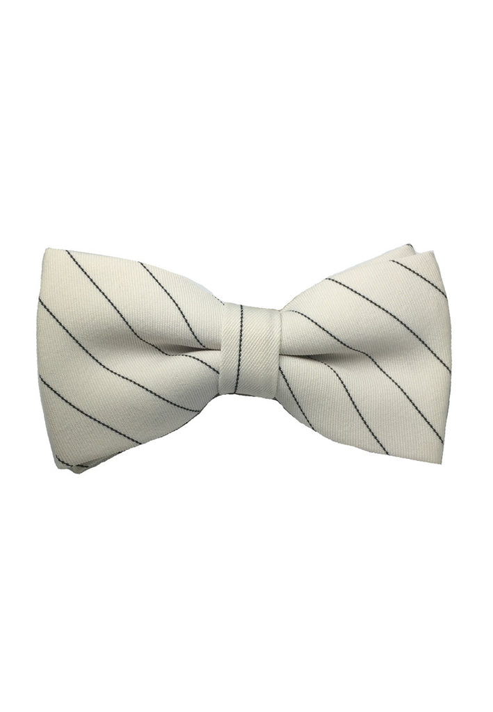 Bars Series Black Stripes White Cotton Pre-Tied Bow Tie