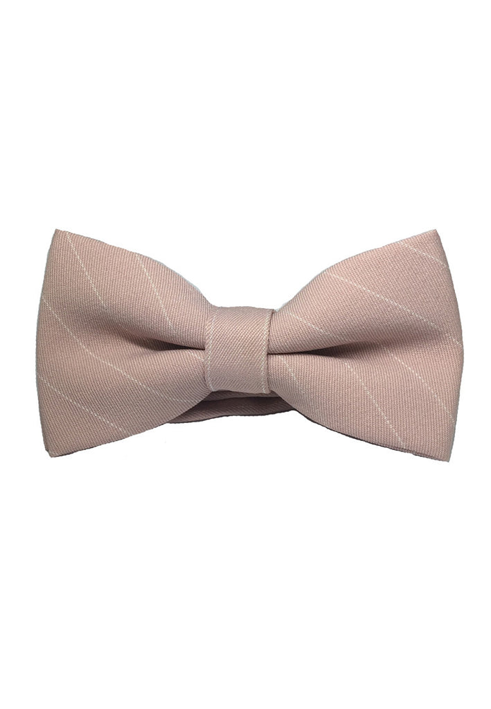 Bars Series White Stripes Pale Pink Cotton Pre-Tied Bow Tie
