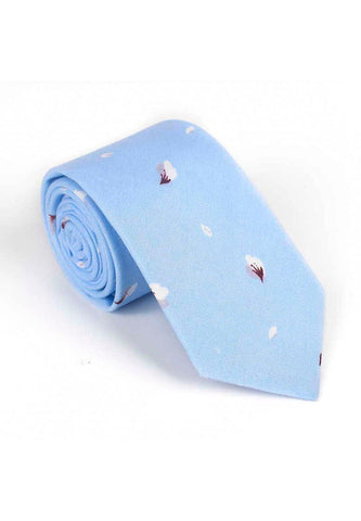 Bud Series Flower Petals Design Baby Blue Neck Tie