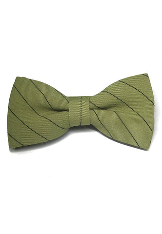 Bars Series Black Stripes Light Army Green Cotton Pre-Tied Bow Tie