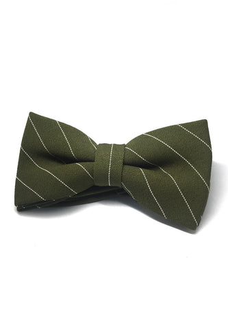 Bars系列白色条纹深军绿色棉质预系领结
