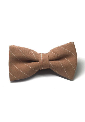 Bars Series White Stripes Apricot Cotton Pre-Tied Bow Tie