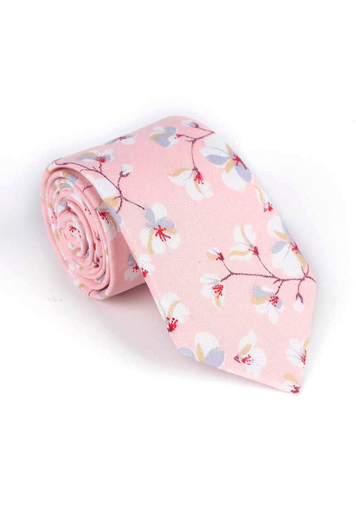 Bud Series Sakura Design Light Pink Neck Tie
