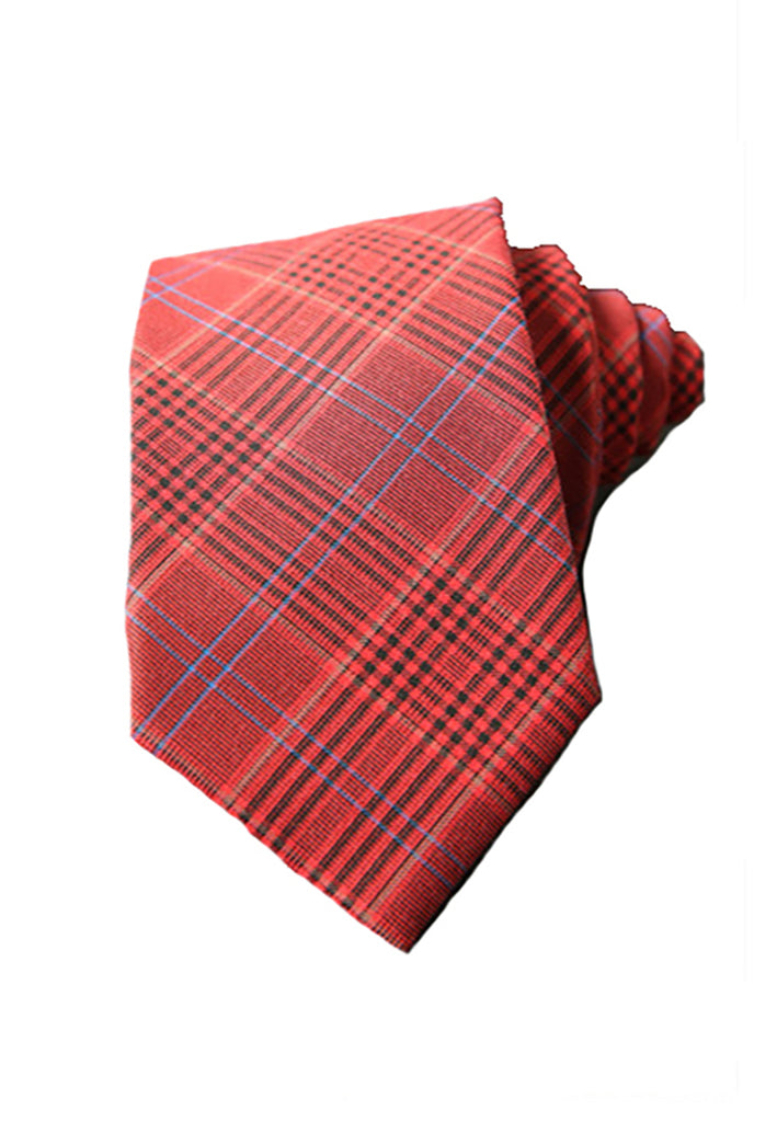 格子系列红色棉质领带