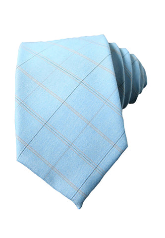 Tartan Series Baby Blue Cotton Neck Tie