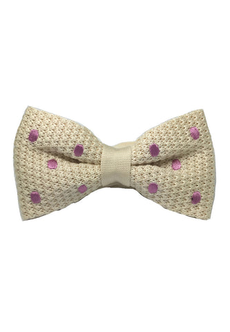 Webbed Series Light Purple Polka Dots White Knitted Bow Tie