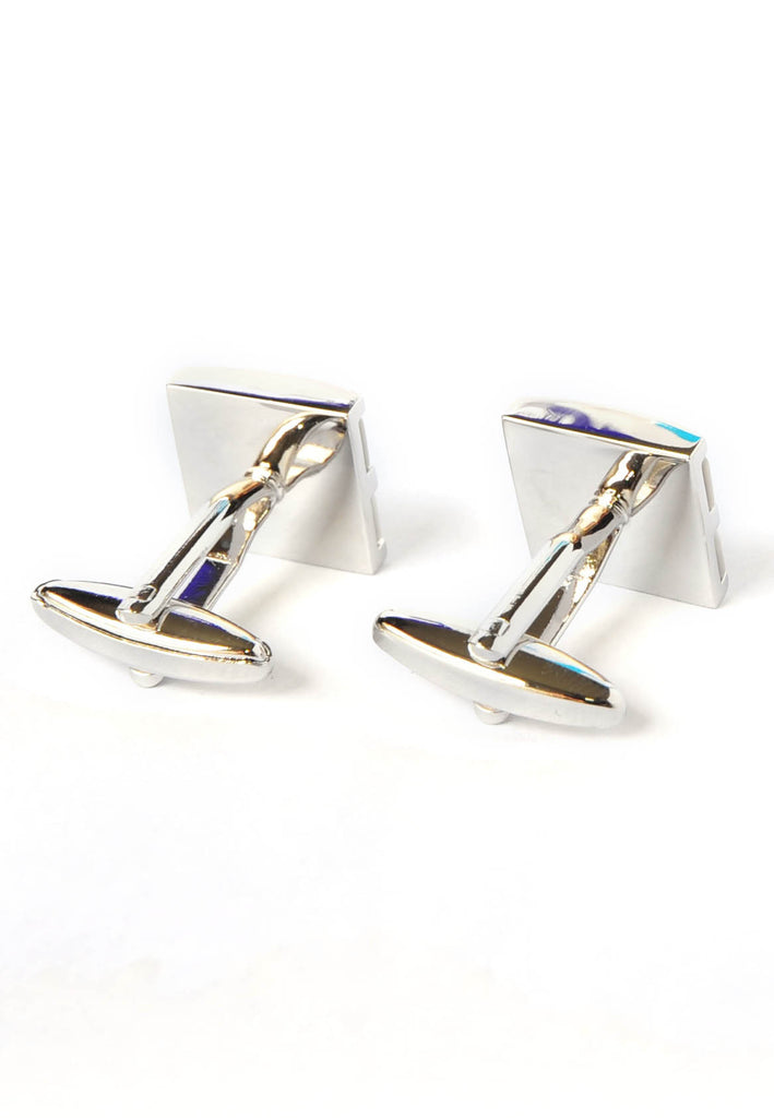 Pearlised White Curved Two Section Cufflinks