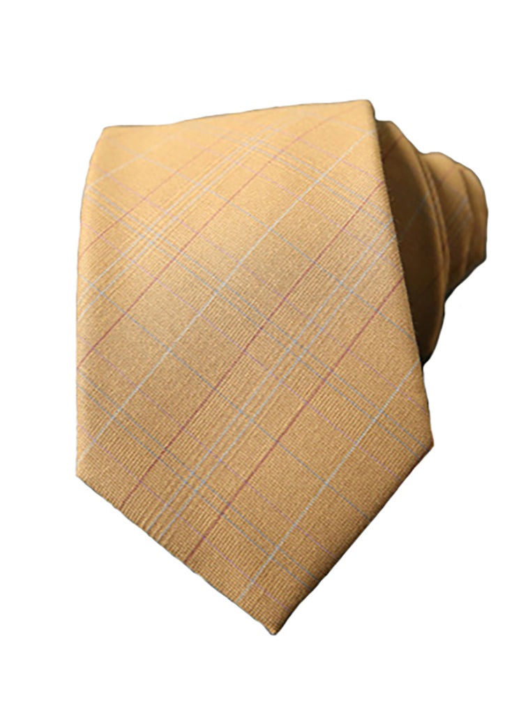 Tartan Series Orange Brown Cotton Neck Tie