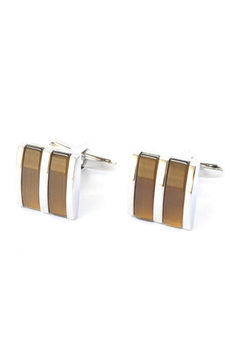 Brown Curved Two Section Cufflinks