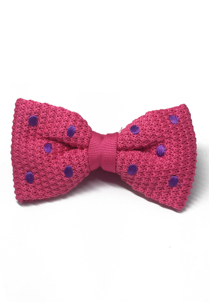 蹼系列紫色圆点亮粉色针织领结