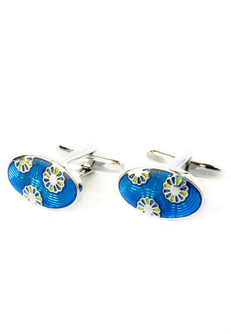 Oval Floral Enamelled High quality Cufflinks